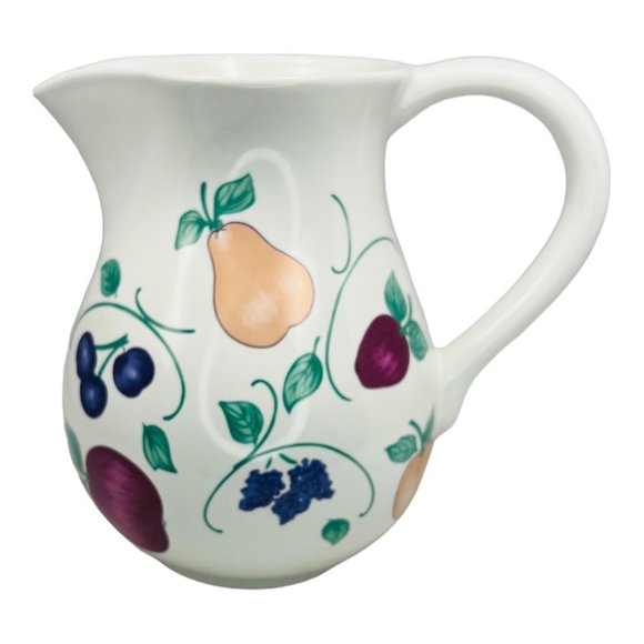 Orchard Medley by Princess House Vintage Ceramic Pitcher Fruit Pattern